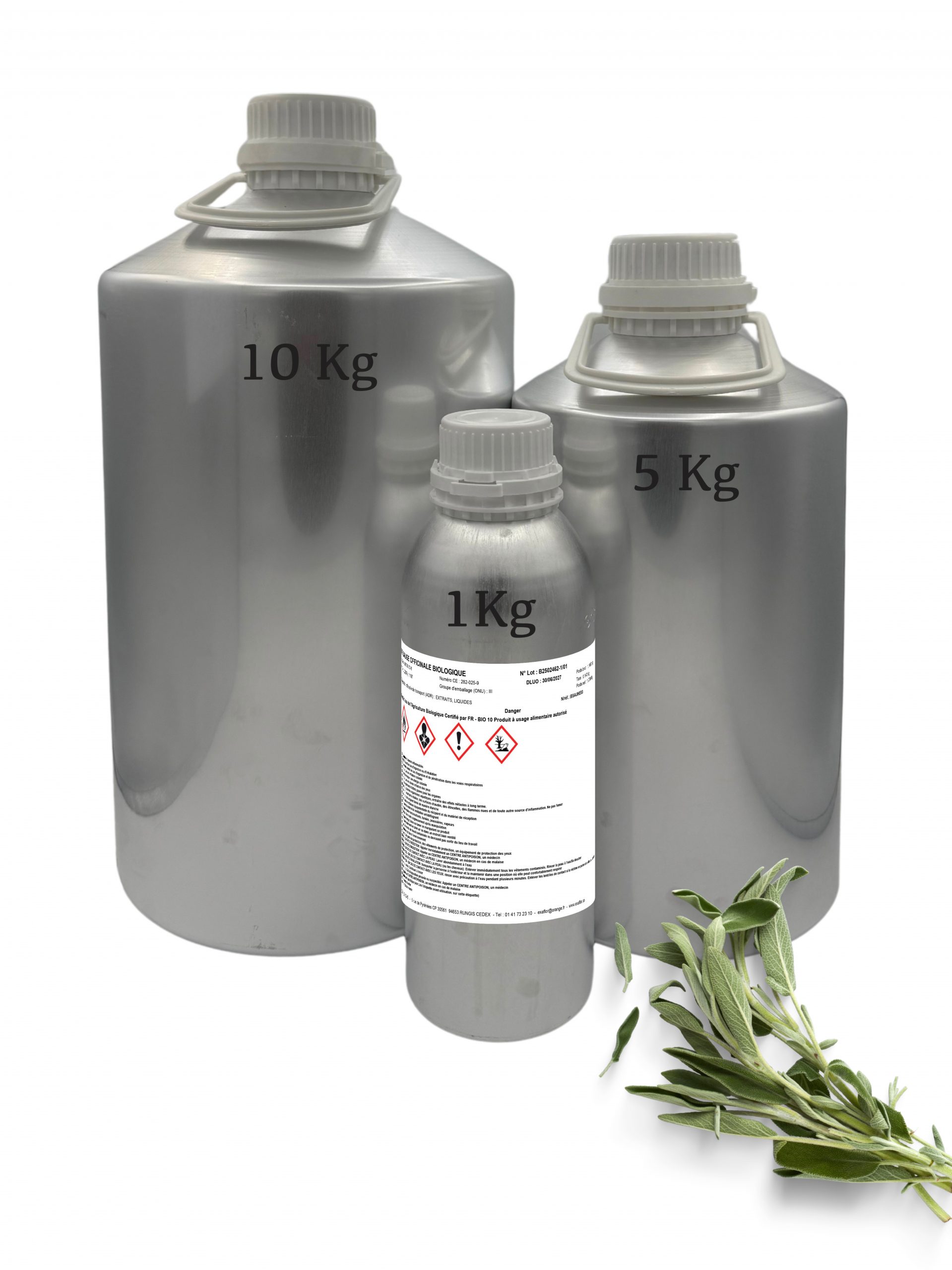 Huile essentielle Sauge officinale bio – bidons 1 à 5 kg