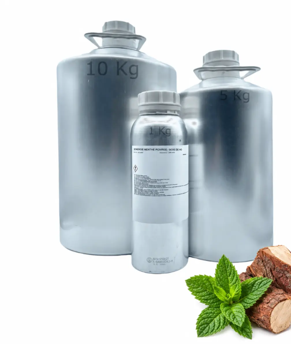 Synergie d’huiles essentielles Menthe poivrée / Bois de Ho – vrac 1 kg, 5 kg, 10 kg – Primessence